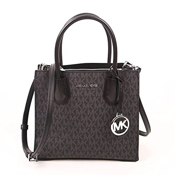 NWT Michael Kors Women MERCER MESSENGER CROSSBODY SATCHEL BAG BLACK SIGNATURE-OS - Picture 1 of 3